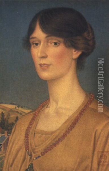 Portrait Of Mrs. W.f. Harvey Oil Painting - Joseph Edward Southall