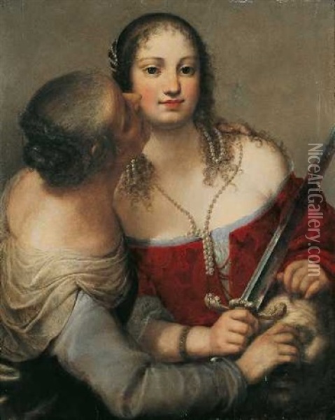 Judith Mit Dem Haupt Des Holofernes Oil Painting - Girolamo Forabosco