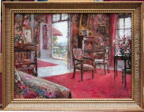 Le Salon De L'artiste A Villequier Oil Painting - Georges Binet