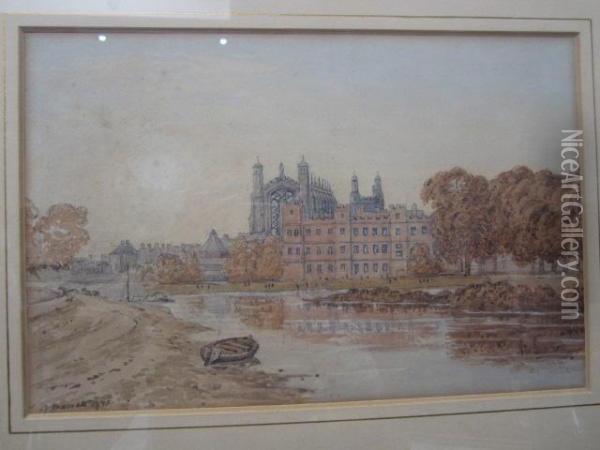 View Of Eton College Oil Painting - George Jnr Barrett