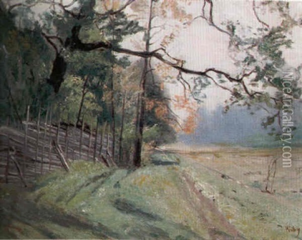 Landskap Med Trad Och Gardesgard Oil Painting - Johan Kindborg