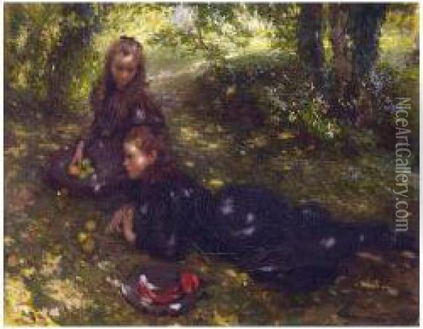 Under The Apple Trees Oil Painting - Walter Westley Russell