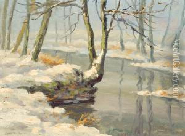 Snow Covered Landscape Oil Painting - Louis Willem Van Soest