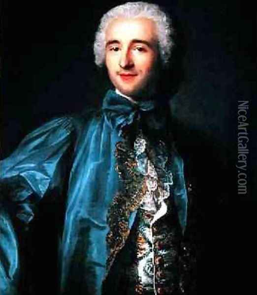 Portrait of a gentleman in a blue coat Oil Painting - Jean-Marc Nattier