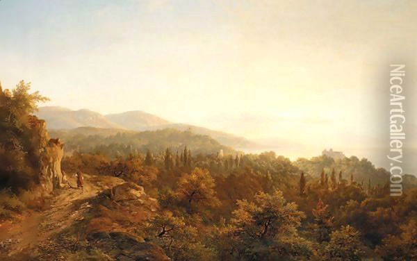 Sunset Over The Bosphorus Oil Painting - Remigius Adriannus van Haanen