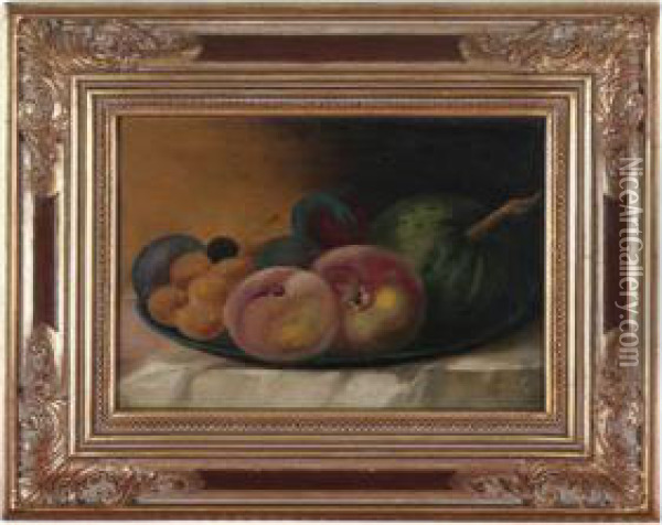 Still-life With Fruit Oil Painting - Josef Navratil