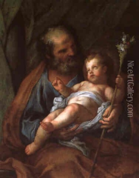 Der Heilige Josef Mit Dem Jesusknaben Oil Painting - Sebastiano Conca