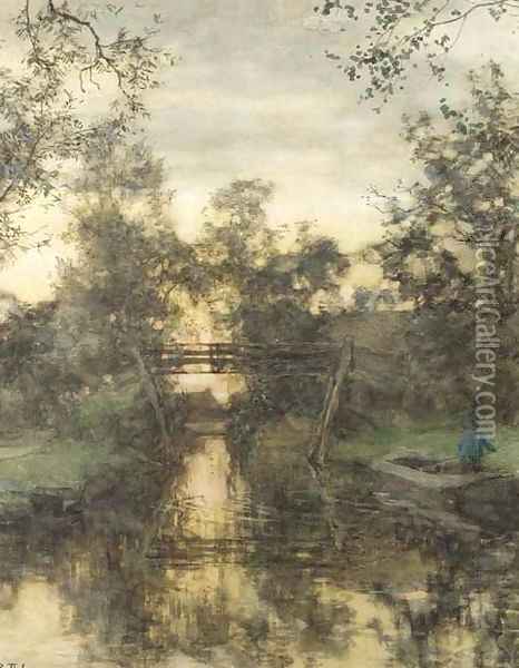 A bridge in Giethoorn 2 Oil Painting - Willem Bastiaan Tholen