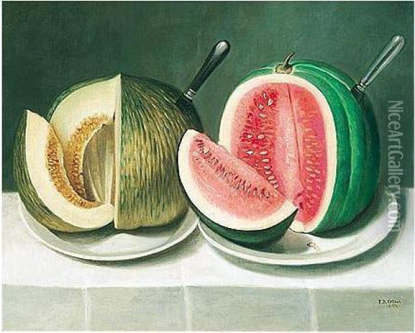 Melons Oil Painting - Daoud Corm
