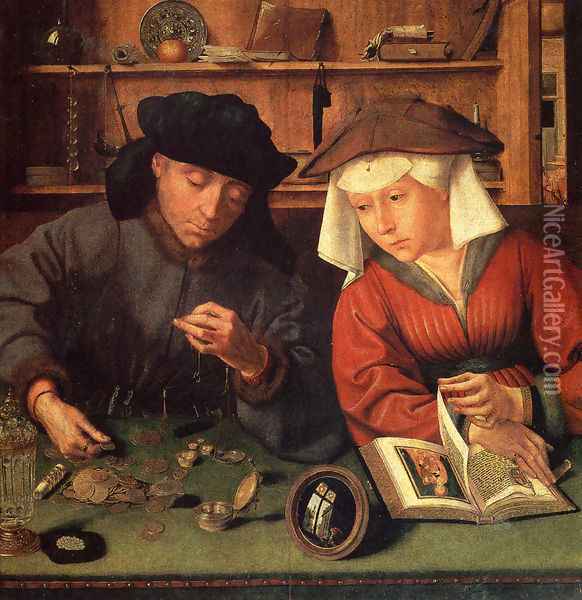 The Moneylender and his Wife 1514 Oil Painting - Quinten Metsys