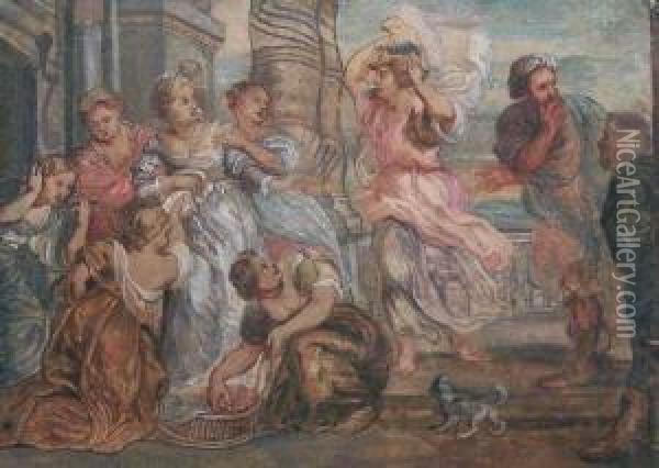 Achill Bei Den Tochtern Des Lykomedes Oil Painting - Theodor Van Thulden