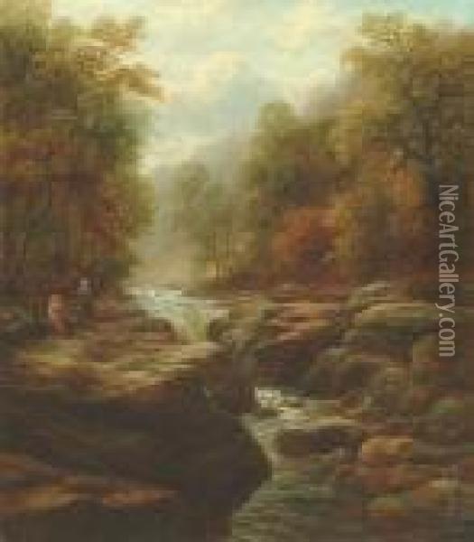 The Strid, Bolton Woods, Yorkshire Oil Painting - William Mellor