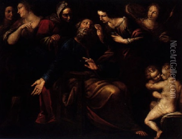 Tobit Curing His Father's Blindness Oil Painting - Giovanni Stefano Danedi
