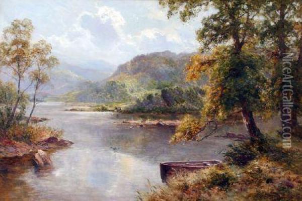 Lakeland Scene With Anglers On Riverbank Oil Painting - Ernst Walbourn