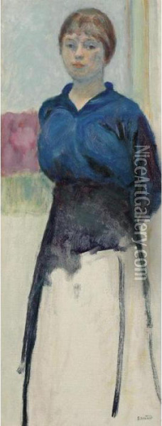 Femme Au Corsage Bleu (etude) Oil Painting - Pierre Bonnard