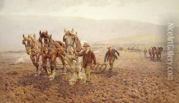 Harrowing near Wilmington, 1917 Oil Painting - Harold Swanwick