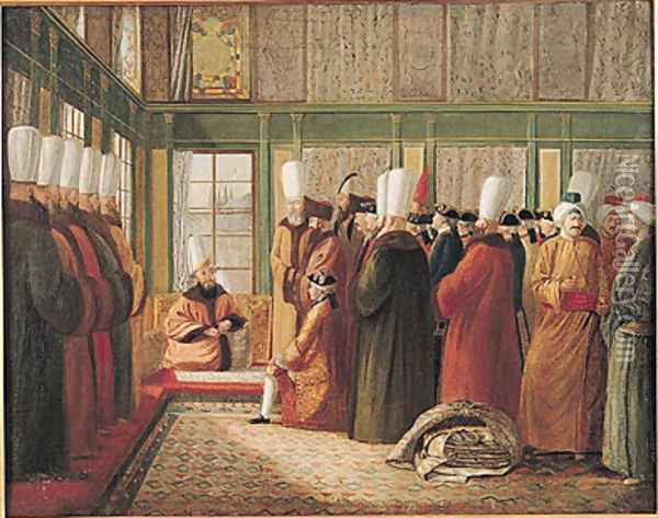 Reception of the French Ambassador by the Grand Vizier in Constantinople Oil Painting - Francis Smith