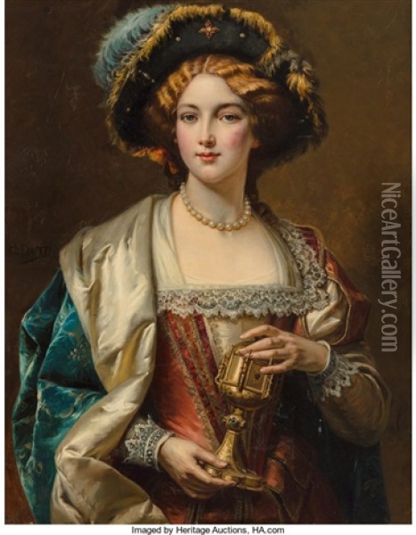 Portrait Of A Noblewoman Oil Painting - Cesare Auguste Detti
