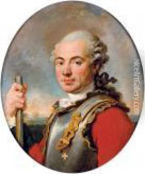 Portrait D'edmond-francois-antoine De Sadouvilliers De Billaud Oil Painting - Charles Joseph Natoire