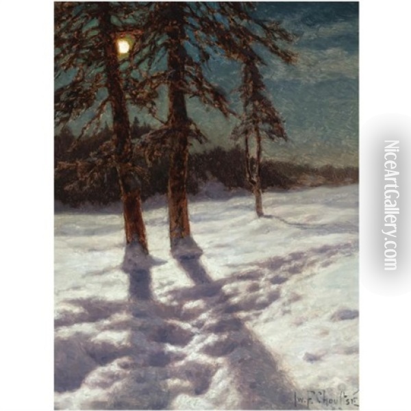 Moonlit Landscape Oil Painting - Ivan Fedorovich Choultse