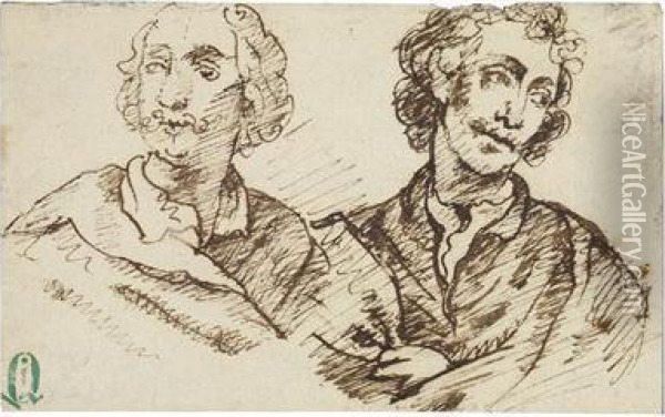 Portratstudie Zweier Manner Oil Painting - Sir Anthony Van Dyck
