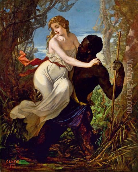 Junge Dame Mit Ihrem Afrikanischem Retter Oil Painting - Hans (Johann von Strasiripka) Canon