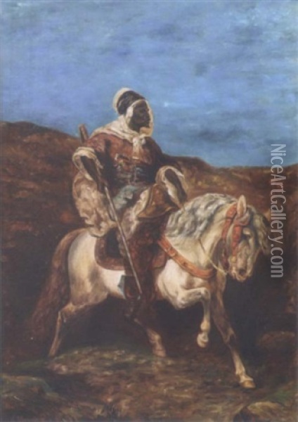 Cavalier Arabe Oil Painting - Eugene Mousset