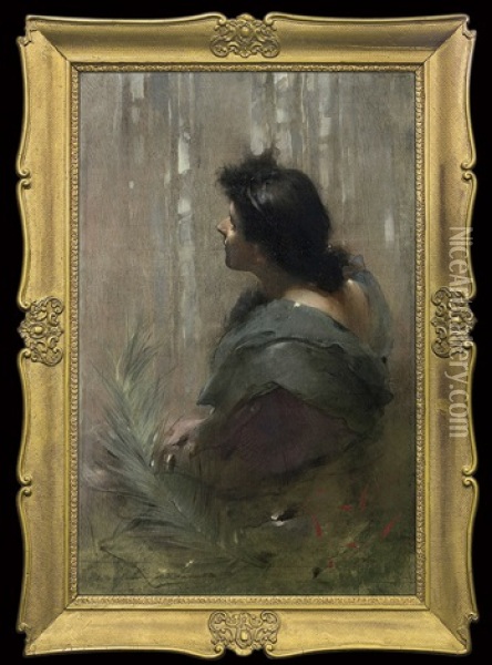 Woman's Portrait Oil Painting - Franciszek Zmurko