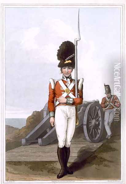 Grenadier of the First West York Militia, engraved by Robert Havell the Elder, published 1814 by Robinson and Son , Leeds Oil Painting - George Walker