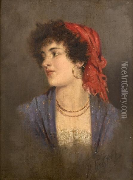 Portrait Of A Gypsy Beauty Oil Painting - Viktor Alexejewitsch Bobrov