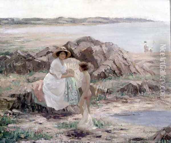 On the Shore, 1917 Oil Painting - William Hannah Clarke