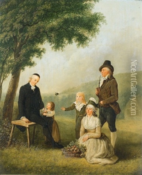 Bildnis Der Familie Des Pfarrers Kramer Oil Painting - Heinrich Pfenninger