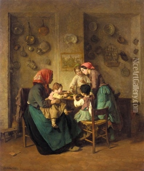Le Repas Du Matin Oil Painting - Charles Edouard Frere