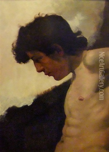 Kopf Des Gekreuzigten Christus. Studie Oil Painting - Carl August Liner