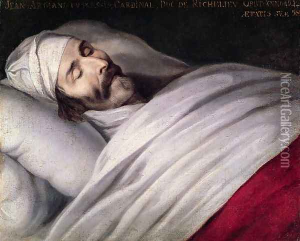 Cardinal Richelieu (1585-1642) on his Deathbed Oil Painting - Philippe de Champaigne