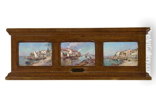 Triptychon Mit Sudlichen Uferstucken (pair) Oil Painting - Henri Malfroy-Savigny