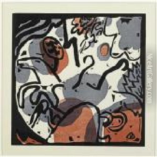 Drei Reiter In Rot, Blau Und Schwarz From Klange Oil Painting - Wassily Kandinsky