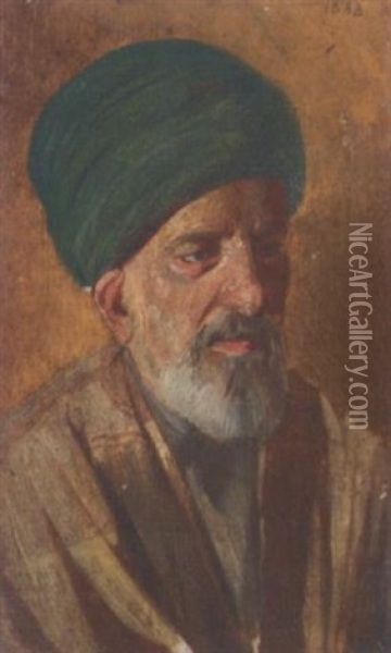 Portrait Of An Arab In Traditional Dress Oil Painting - Cesare Biseo