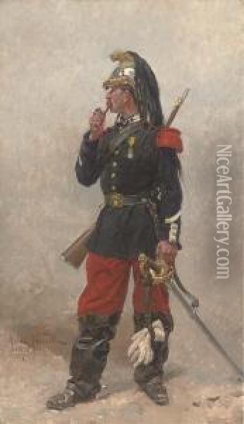 French Dragoon Oil Painting - Alphonse Marie de Neuville