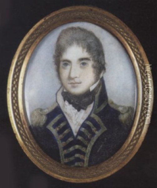 Admiral William Thornborough Kcb, Wearing Naval Uniform, Gold Trimmed Blue Coat With Gold Epaulettes, White Waistcoat And Black Stock Oil Painting - John Cox Dillman Engleheart