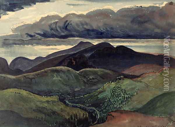 The Dark Mountains Brecon Beacons Oil Painting - James Dickson Innes