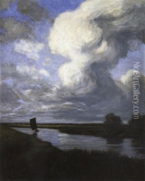 Moorkanal Bei Worpswede (torfboote Auf Der Hamme) Oil Painting - Hans am Ende