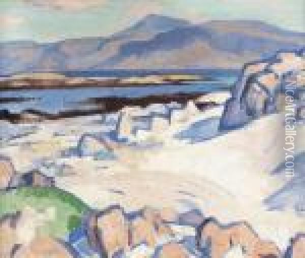 Mull And Ben More From Martyr's Bay, Iona Oil Painting - Samuel John Peploe