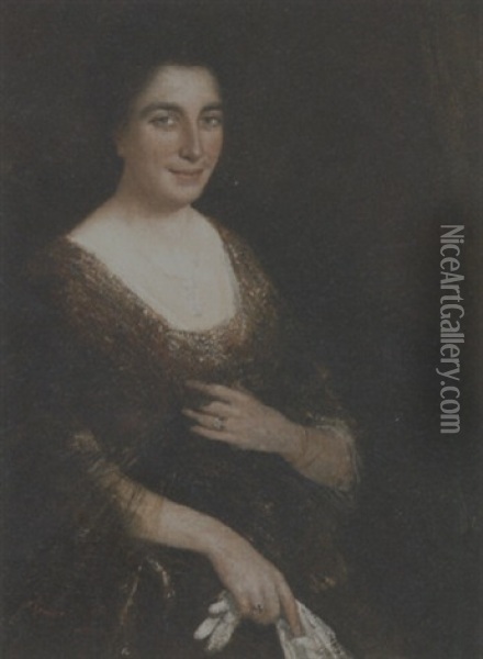 Portrait Of A Woman Wearing A Necklace Oil Painting - Simon Maris