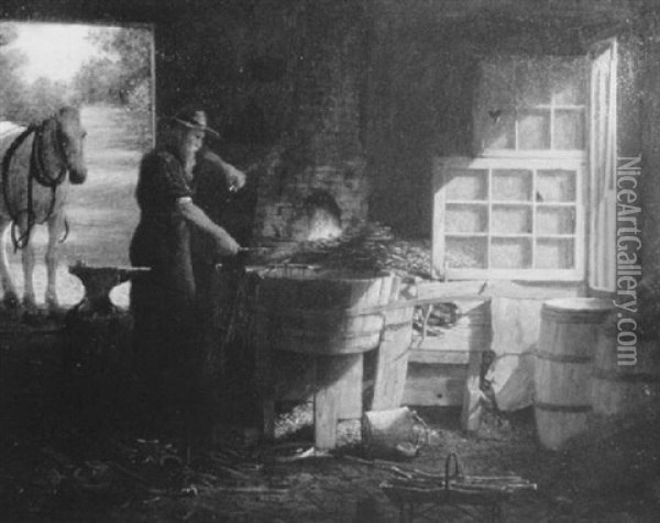 The Blacksmith Oil Painting - Enoch Wood Perry