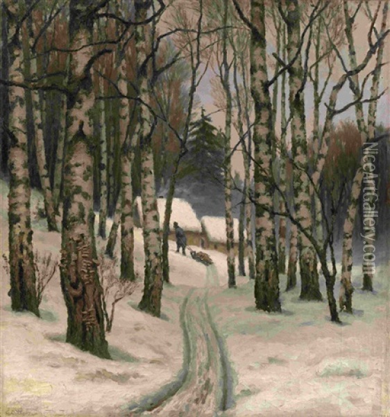 Returning To The Village, Winter Day Oil Painting - Efim Efimovich Volkov