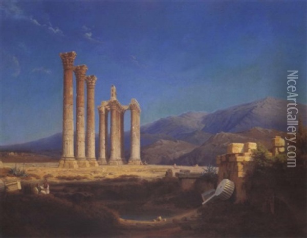 Olympion Bei Athen Oil Painting - Eduard Wilhelm Pose