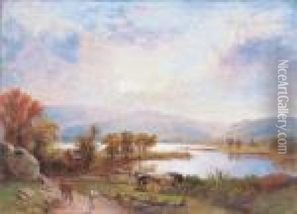 Landscape, Near Greenwood Lake, New Jersey Oil Painting - Jasper Francis Cropsey