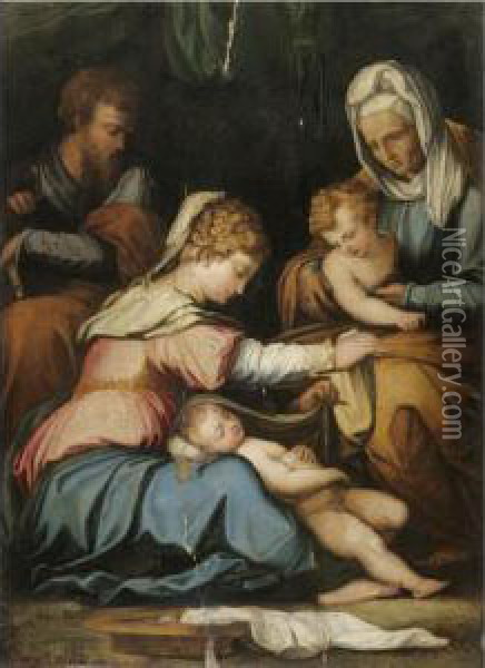 The Holy Family With Saint Elizabeth And The Infant Saint John The Baptist Oil Painting - Giorgio Vasari