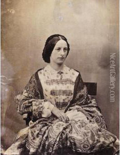 Half-length Portrait Of Mrs Tressider, Agra, Late 1850s-1862 Oil Painting - John Tressider